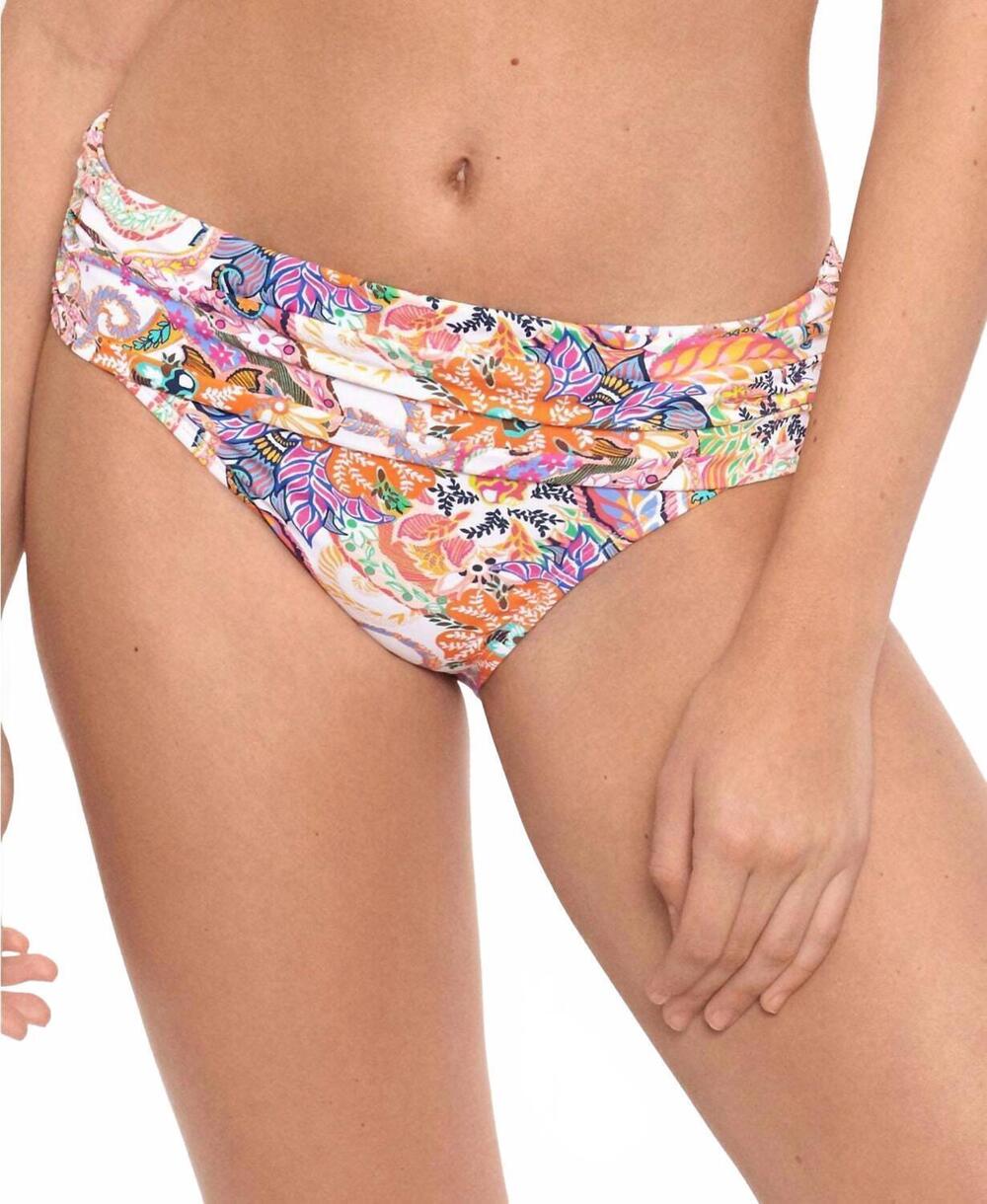 NEW RALPH LAUREN majestic shirred hipster bottoms in white print paisley